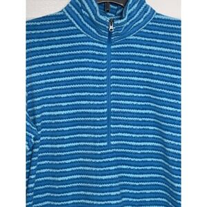 Columbia Womens Blue Striped 1/4 Zip Fleece Pullover Sweater Large